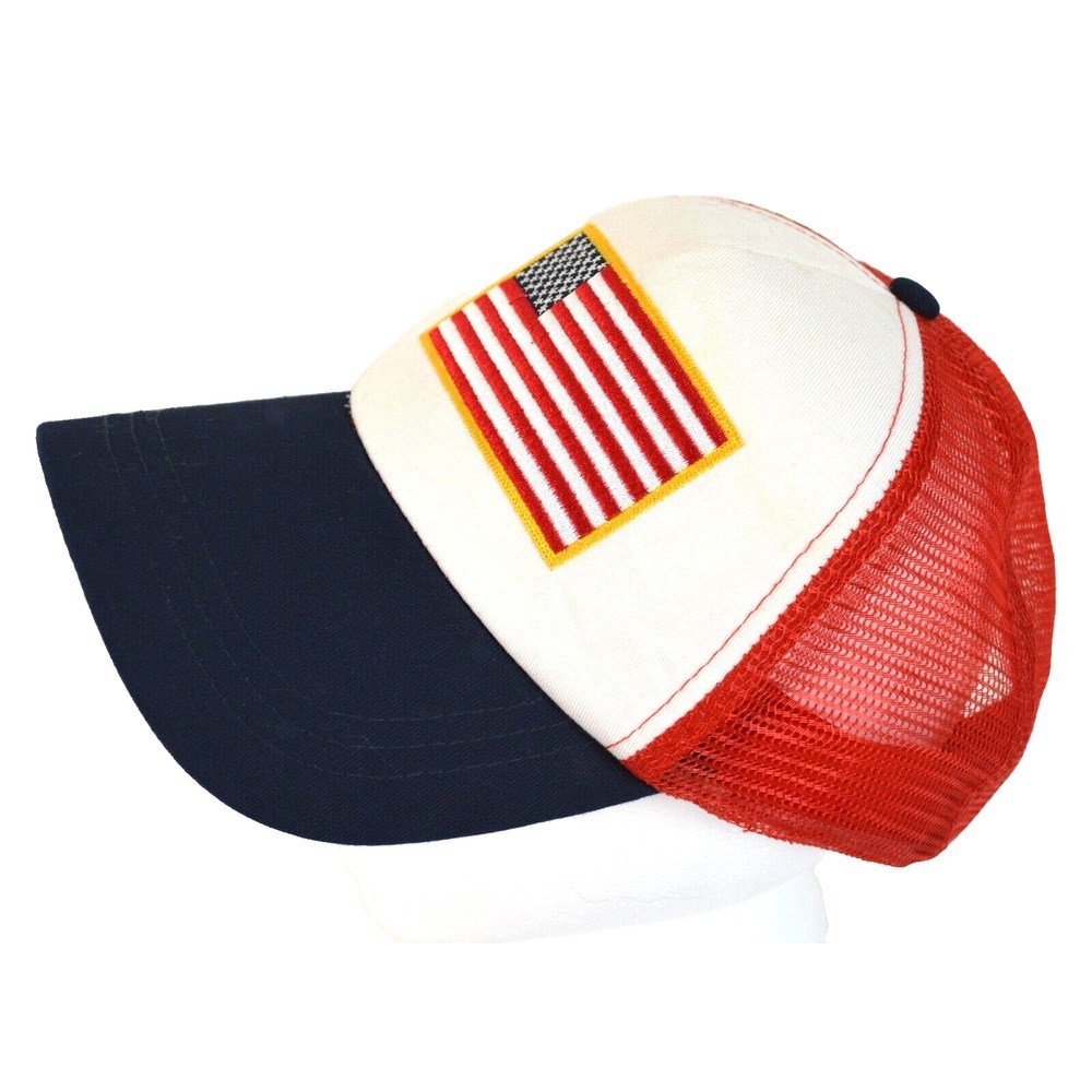 Vintage Style Emroidered USA Flag Trucker Snapback Adjustable Cap / Hat One Size - Picture 3 of 6